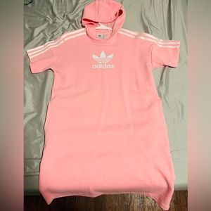 Girls pink Adidas hoodie dress size large